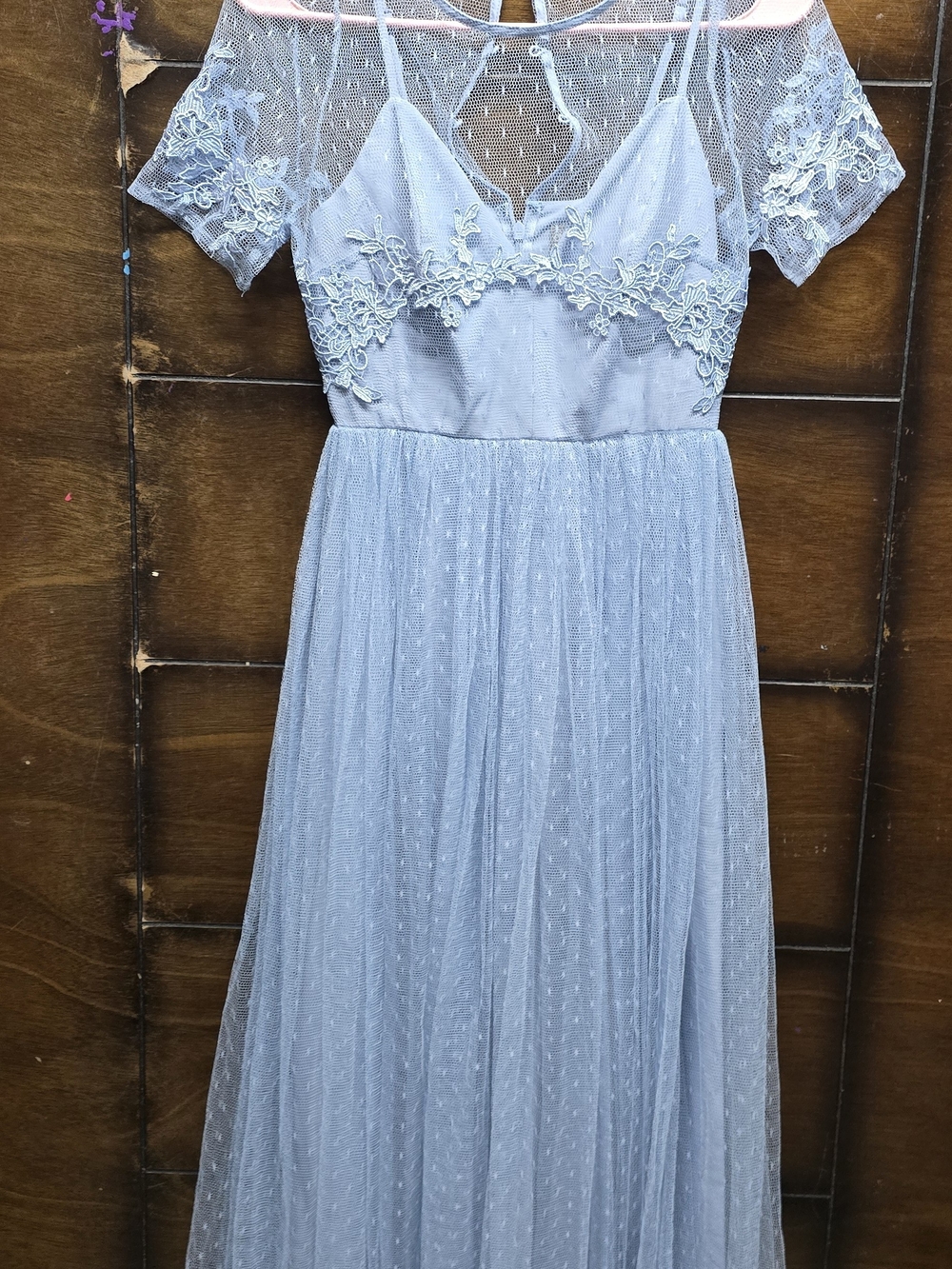 ASOS Pale Blue Lace Tulle Formal Dress Sz 2